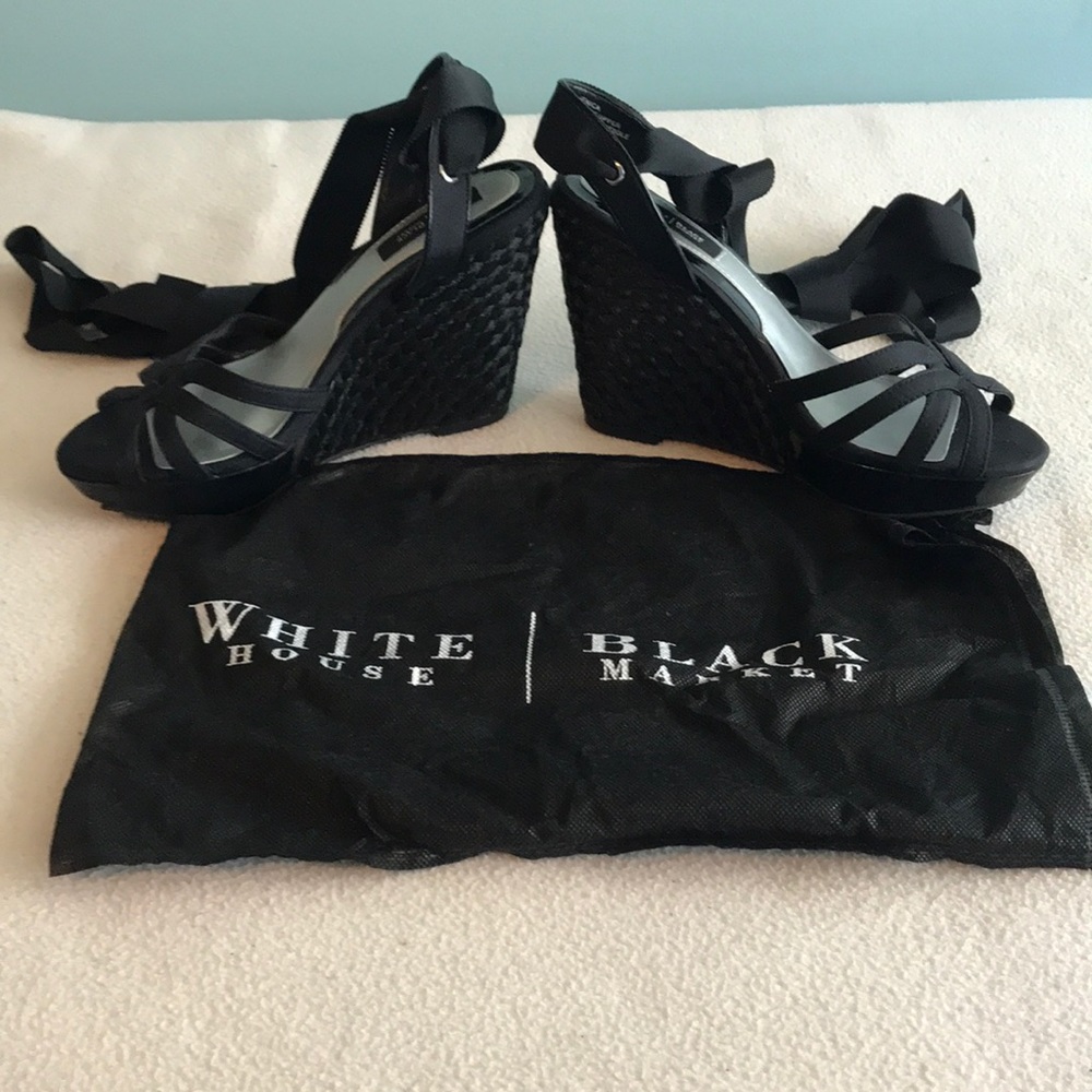 WHBM- EUC- Lace Up Wedge Sandal- size 8